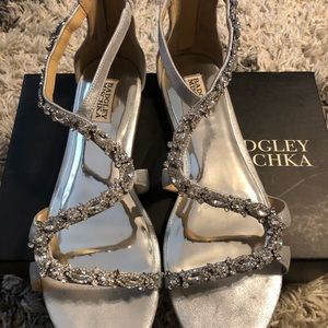 Badgley Mischka Carey Crystal Leather Sandals 9.5
